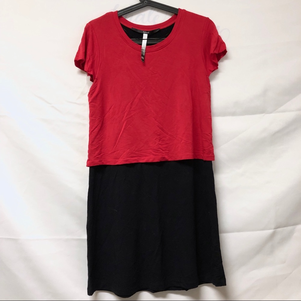 3/$20 Juniors Red Black Color-block Dress Medium